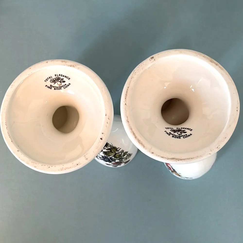 STAFFORDSHIRE Cream Floral DOUBLE‎ EGG Cups Set of 2 - Picture 7 of 7